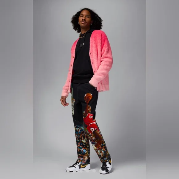 Nike Air Jordan Printed Twill Black Pants Jumpman HF0045-010 Men's US 36 - Picture 10 of 13